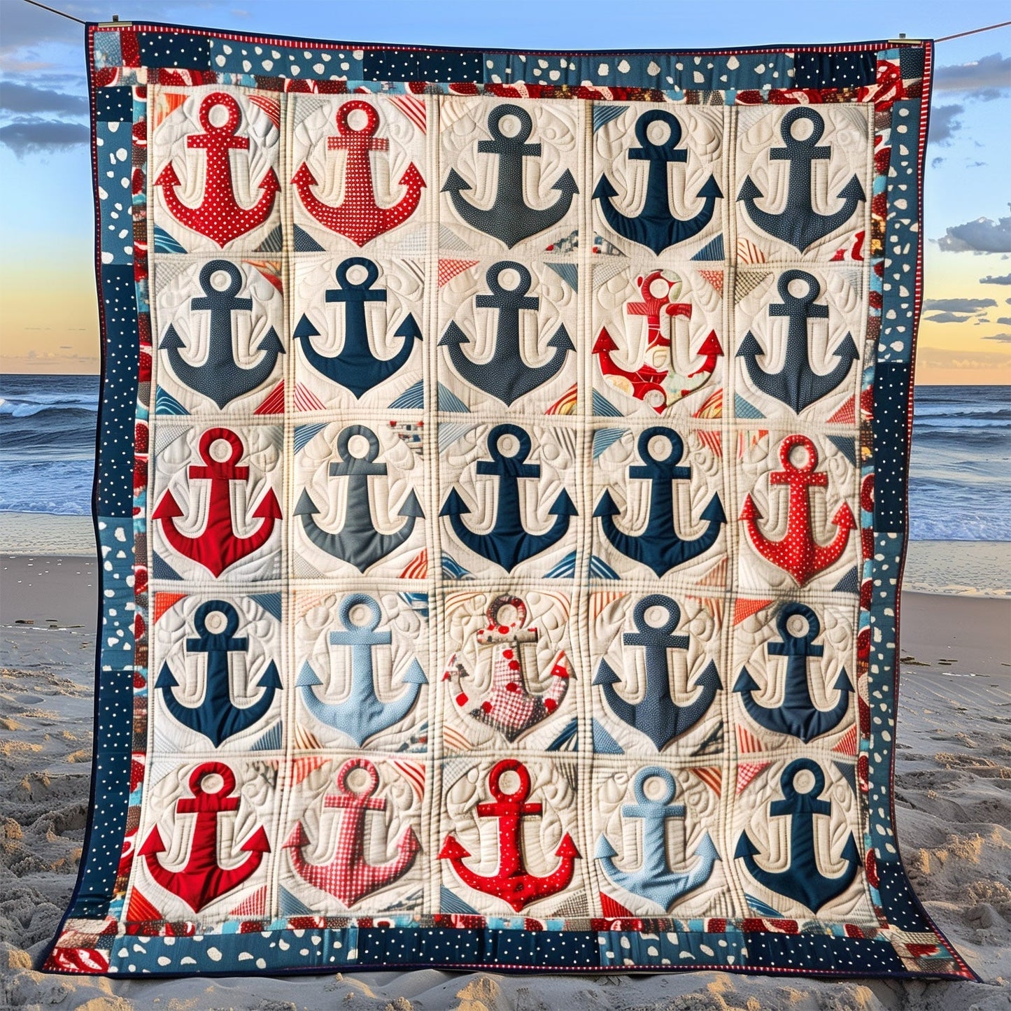 Vintage Anchors Quilted Blanket - Throw (55" x 60")