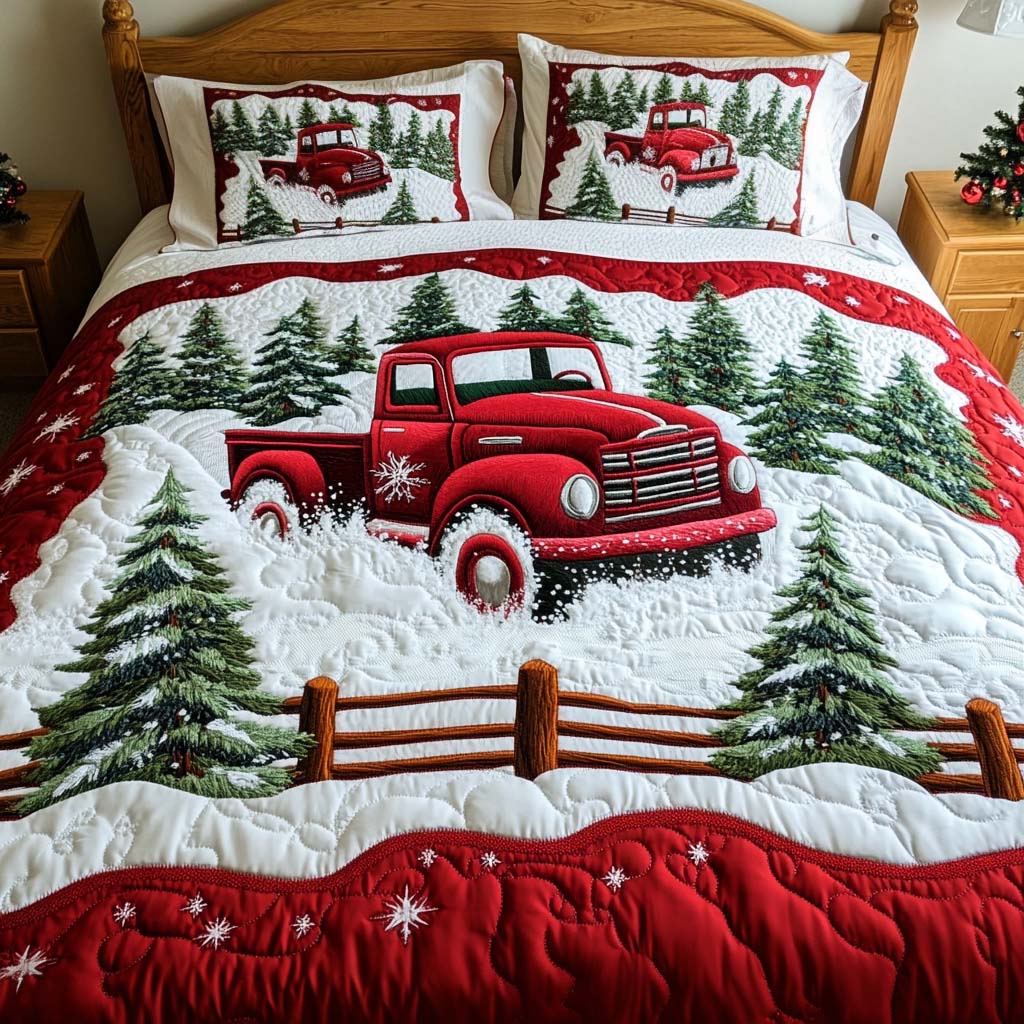 Vintage Holiday Ride 3-Piece Quilted Bedding Set - Single (59" x 70")