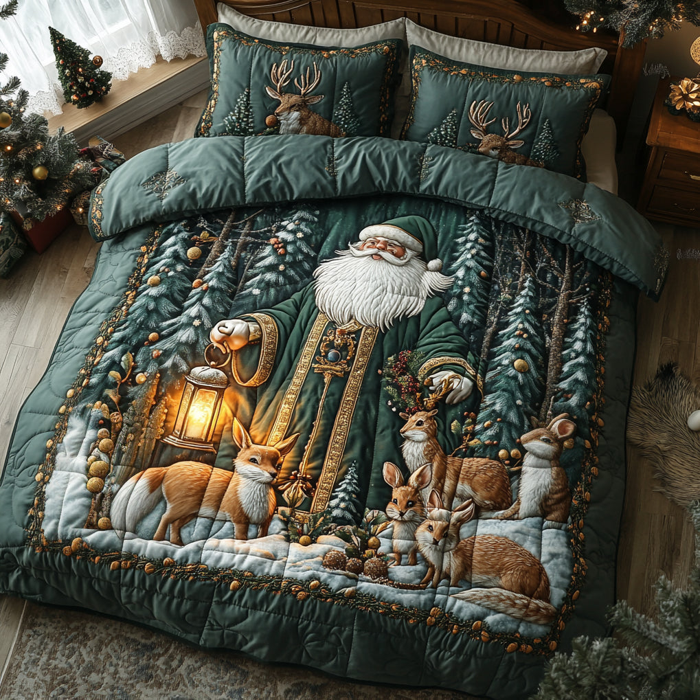 Vintage Santa Quilted Bedding Set - Single (59" x 70")