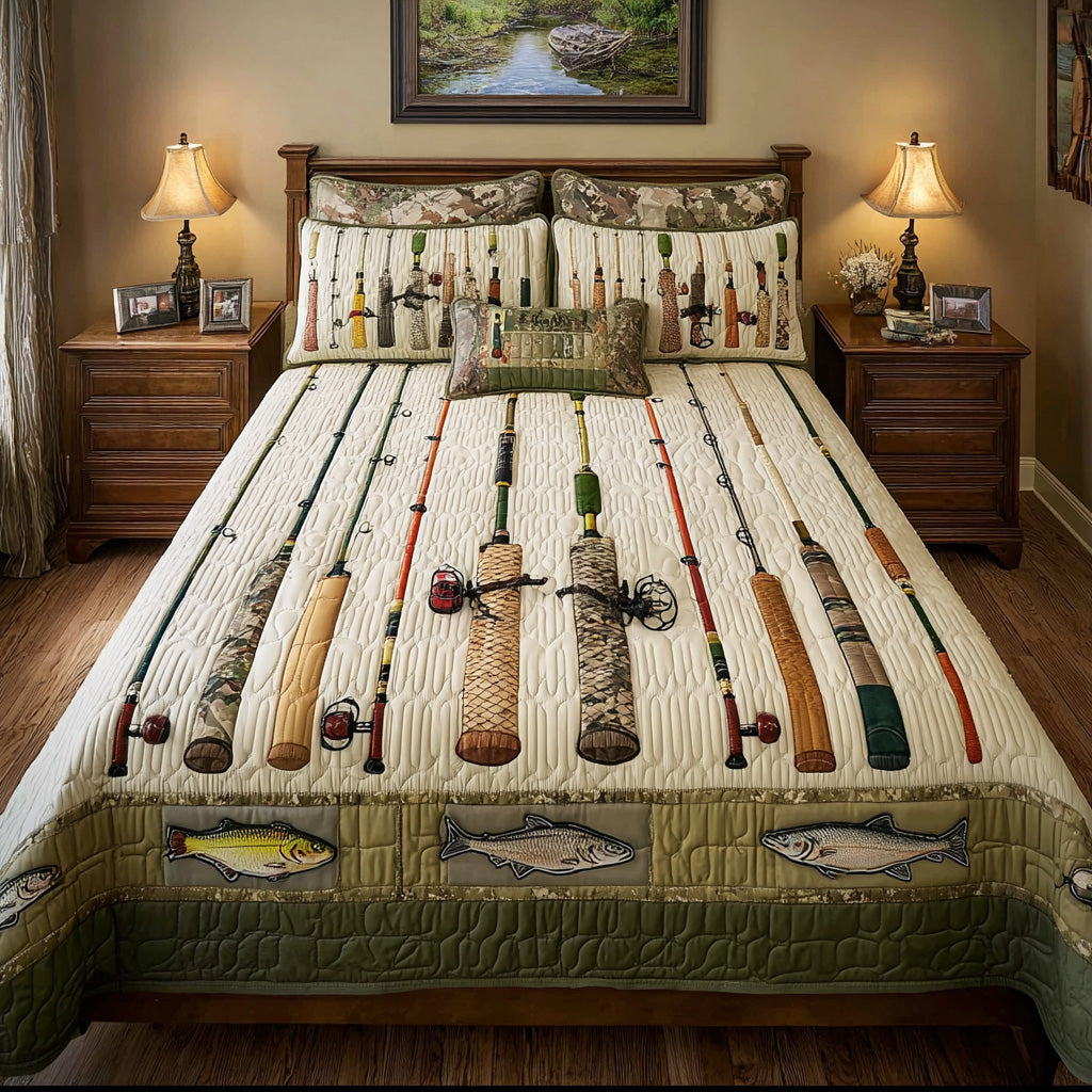 Vintage Tackle 3-Piece Quilted Bedding Set - Single (59" x 70")