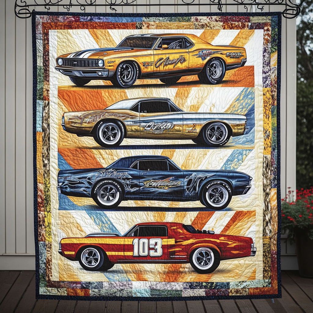 Vintage Velocity Quilted Blanket - Throw (55" x 60")