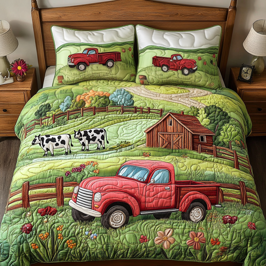 Vintage Wheels 3-Piece Quilted Bedding Set - Single (59" x 70")