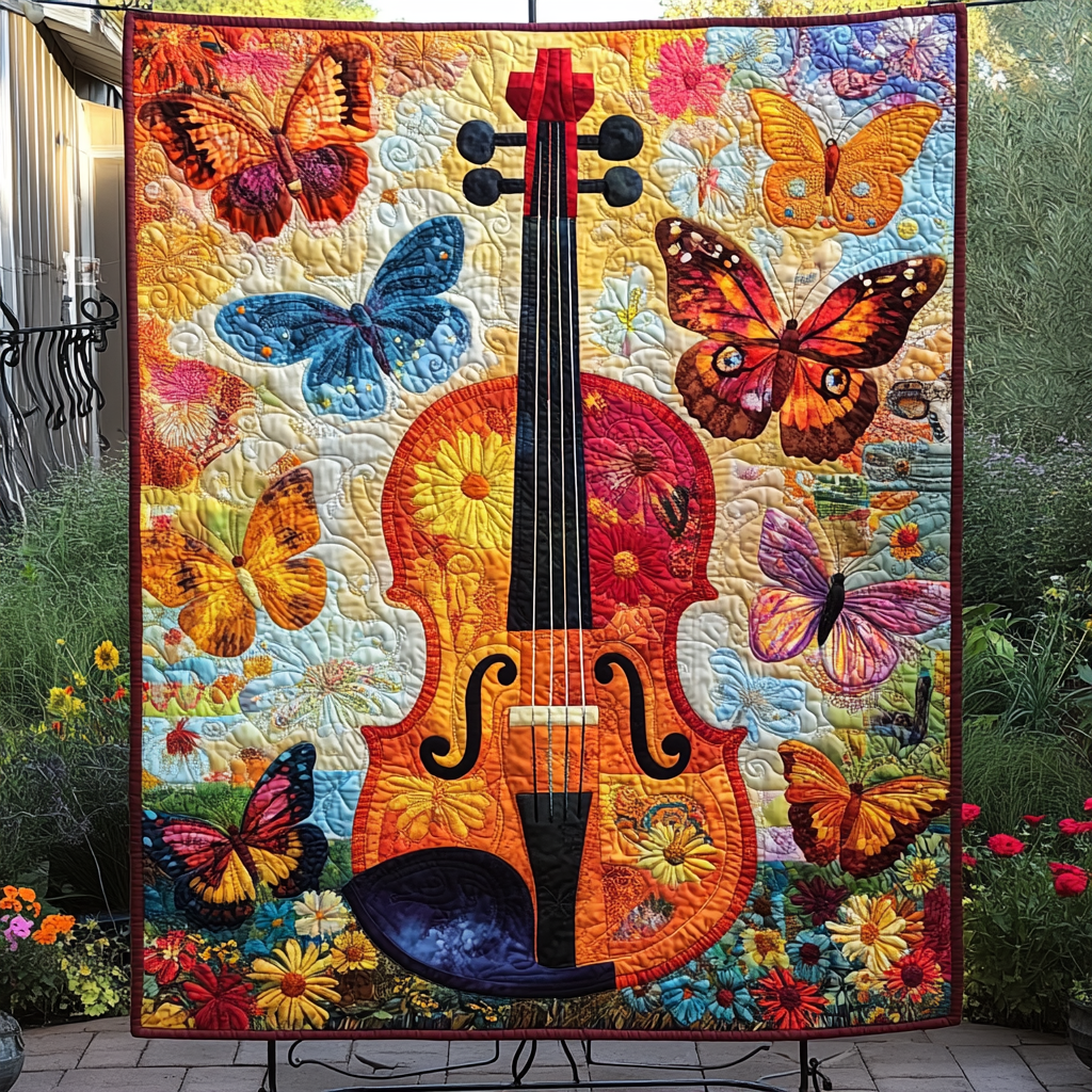 Violin Serenade Quilted Blanket - Throw (55" x 60")