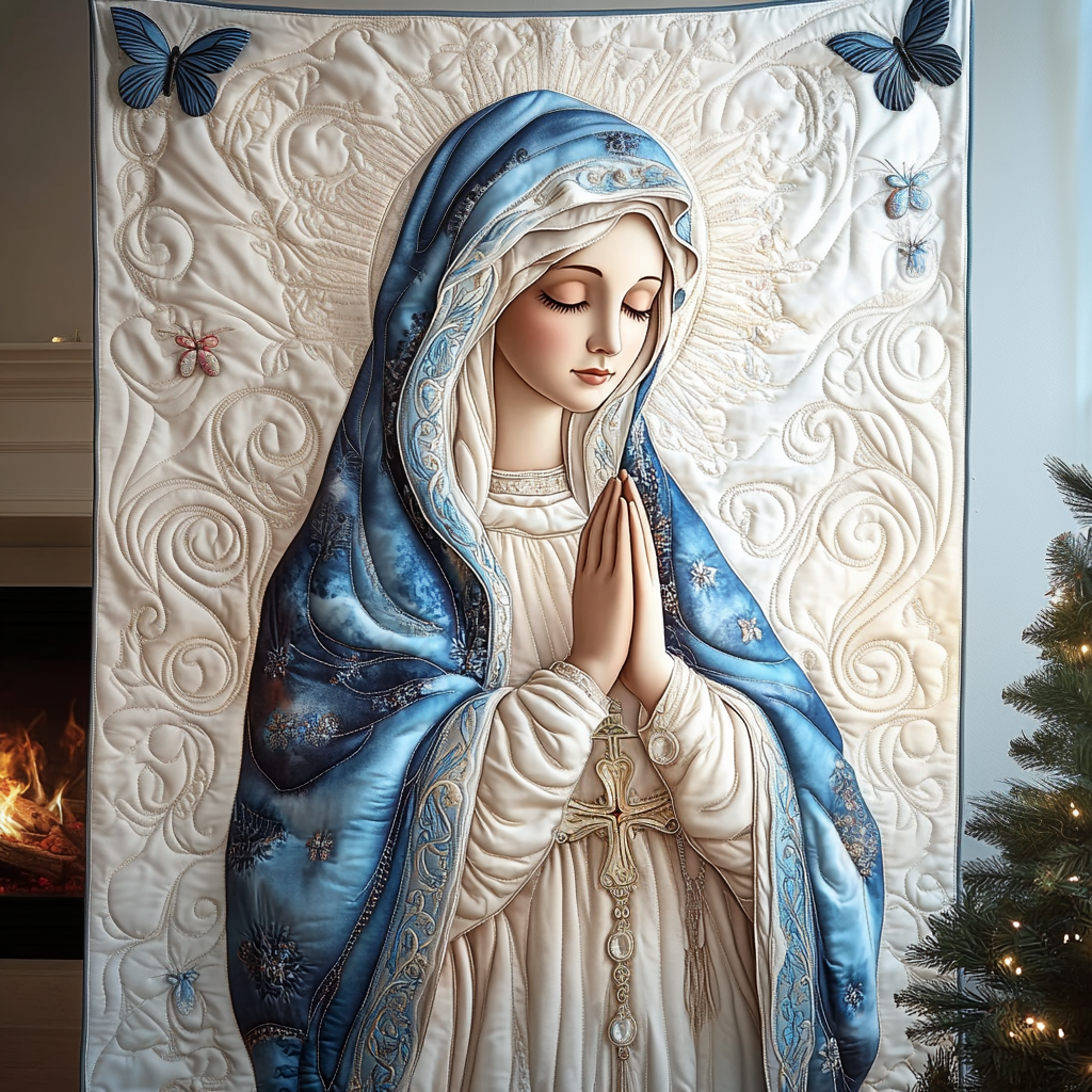 Virgin Mary Quilted Blanket - Throw (55" x 60")