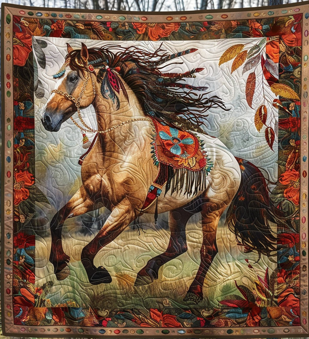 War Horse Gallop Quilted Blanket - Throw (55" x 60")