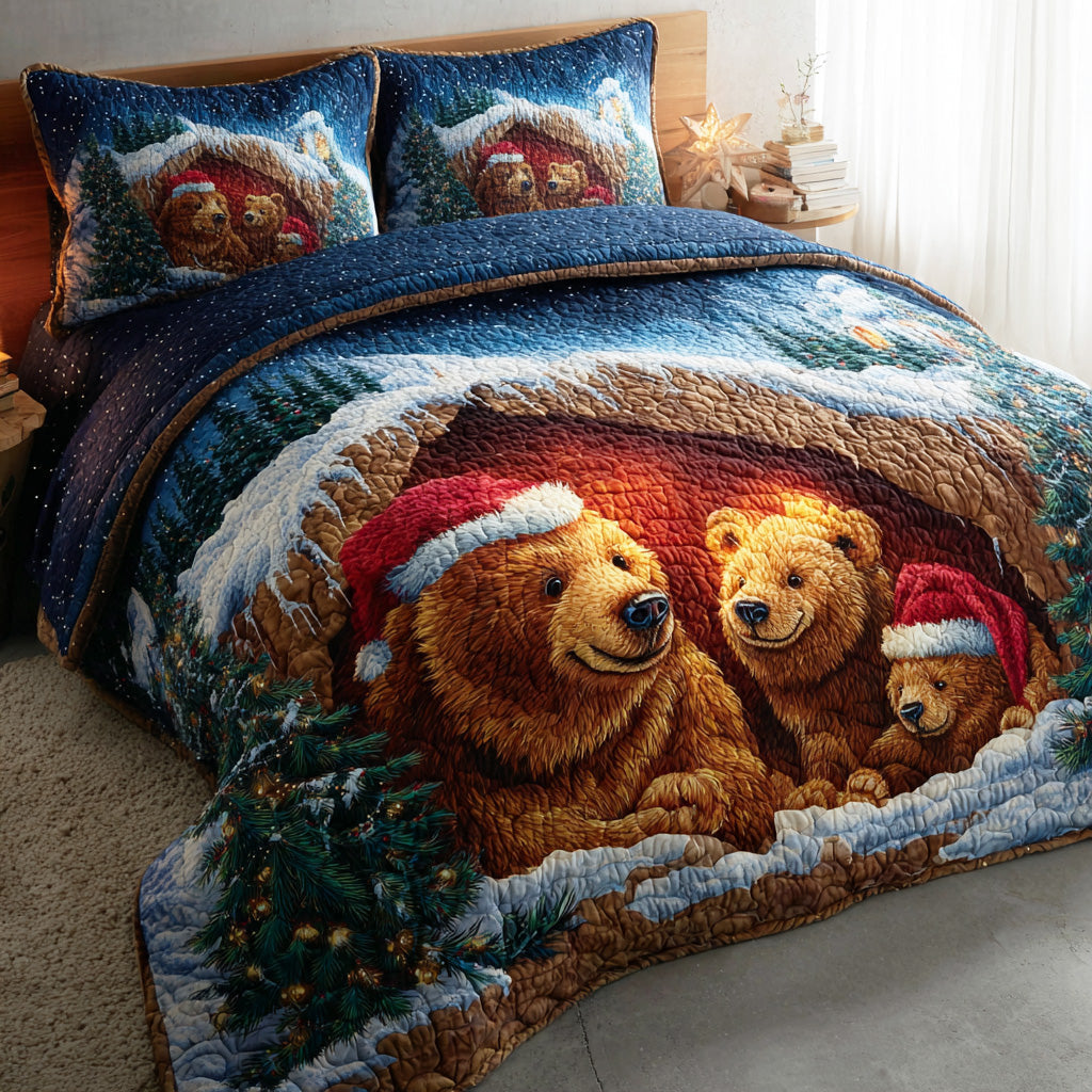 Warm Hug Bear 3-Piece Quilted Bedding Set - Single (59" x 70")