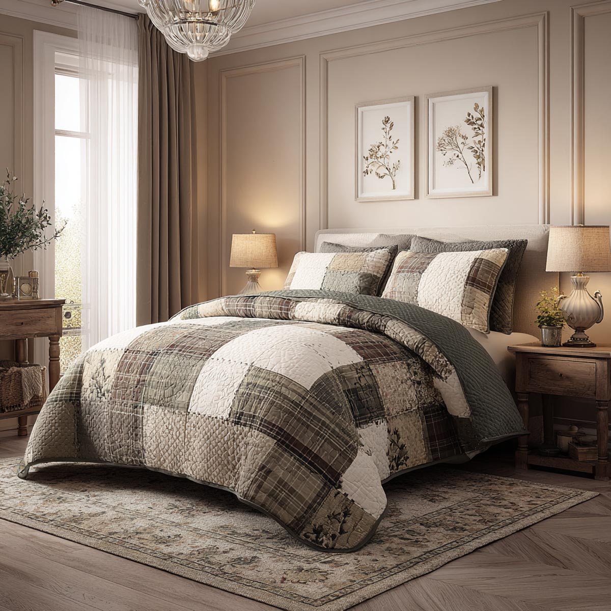 Warm Patchwork 3-Piece Quilted Bedding Set - Single (59" x 70")