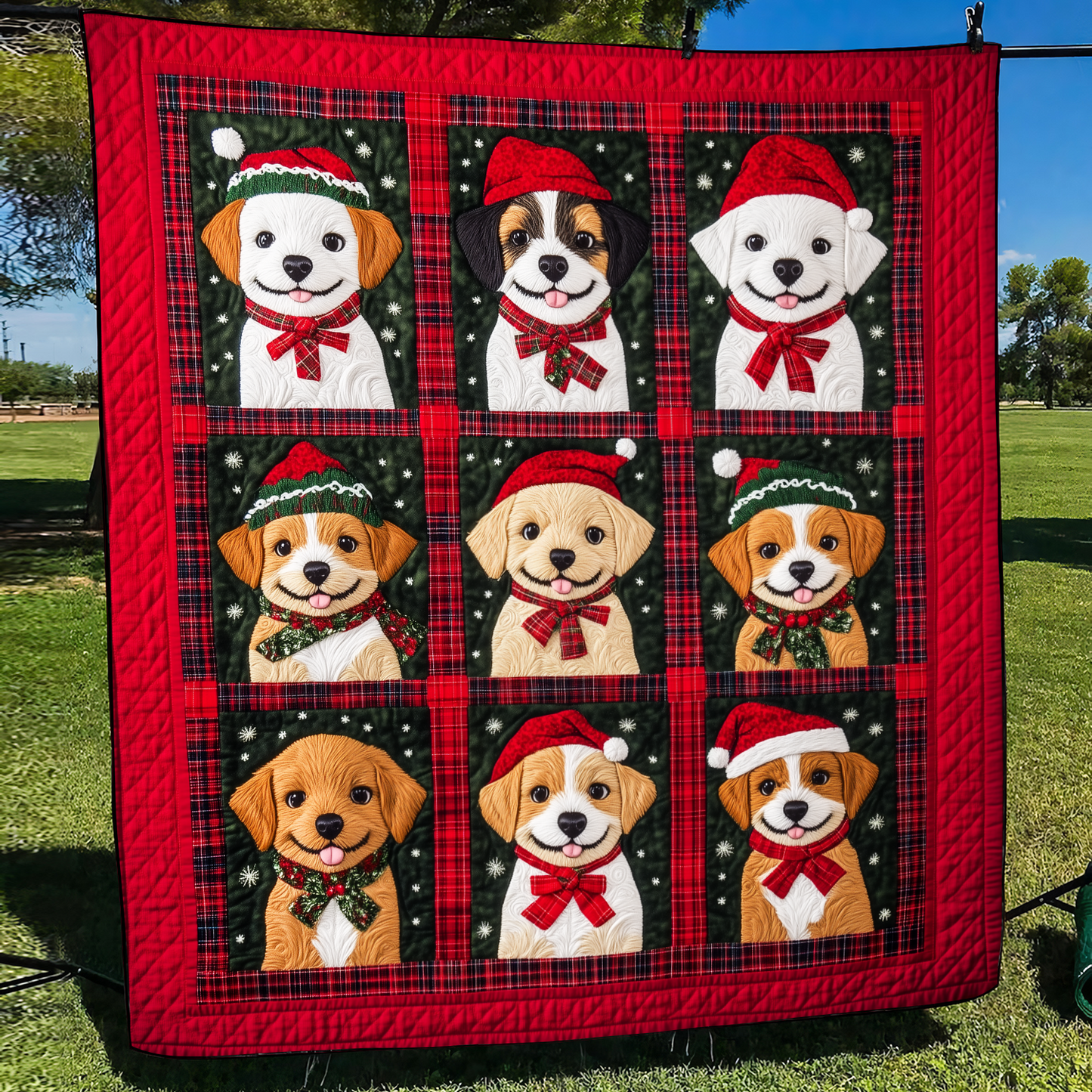 Warm Puppy Wishes Quilted Blanket - Throw (55" x 60")