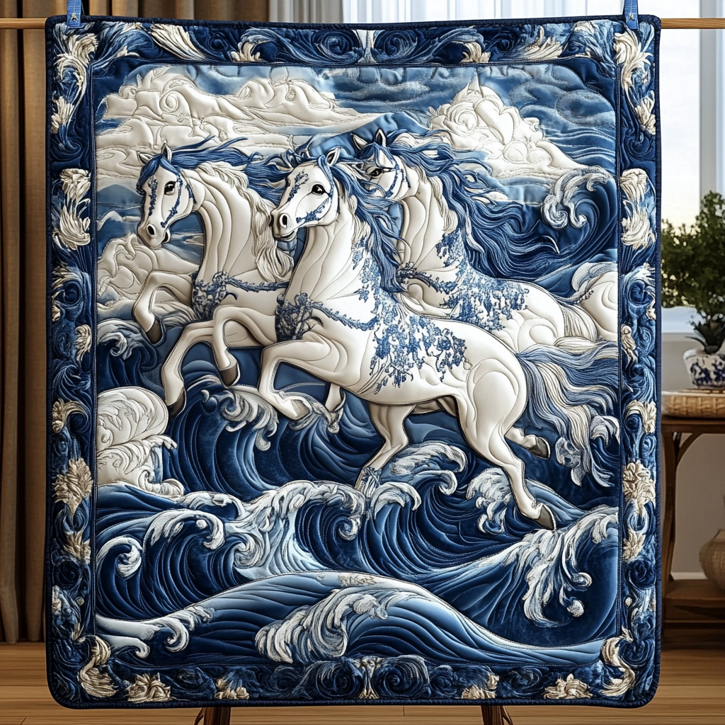 Wave Riders Quilted Blanket - Throw (55" x 60")