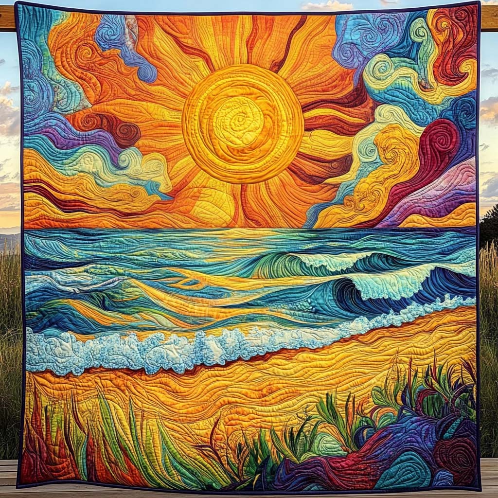 Waves Of Light Quilted Blanket - Throw (55" x 60")