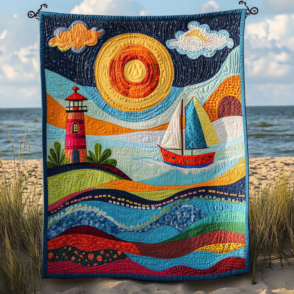 Waves of Guidance Quilted Blanket - Throw (55" x 60")