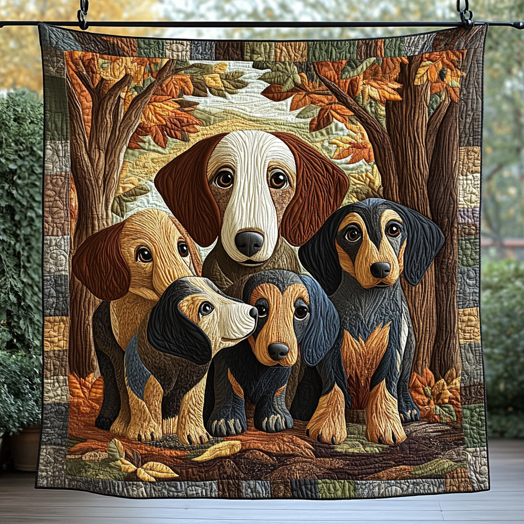 Weiner Whimsy Quilted Blanket - Throw (55" x 60")