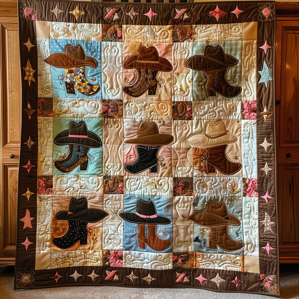 Western Frontier Quilted Blanket - Throw (55" x 60")