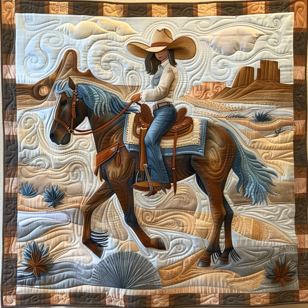Western Beauty Quilted Blanket - Throw (55" x 60")