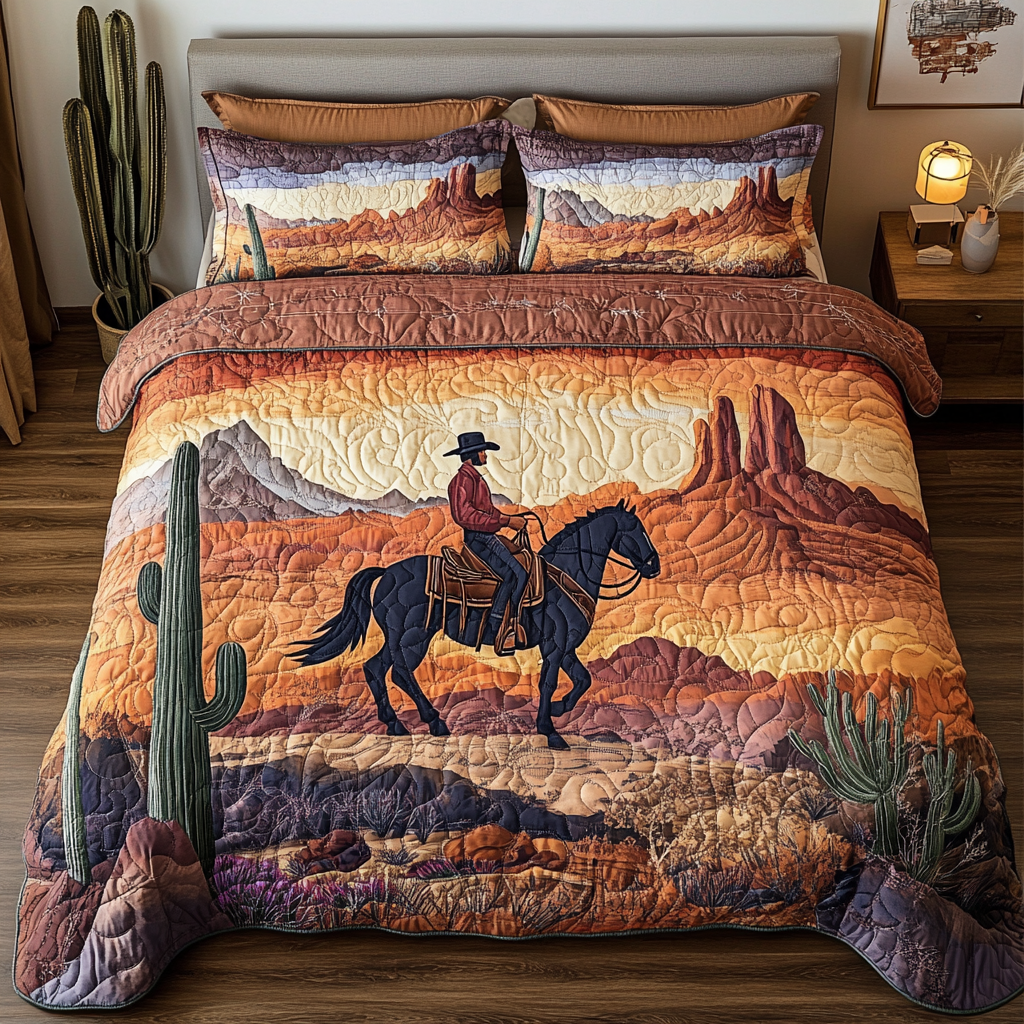 Western Ride 3-Piece Quilted Bedding Set - Single (59" x 70")