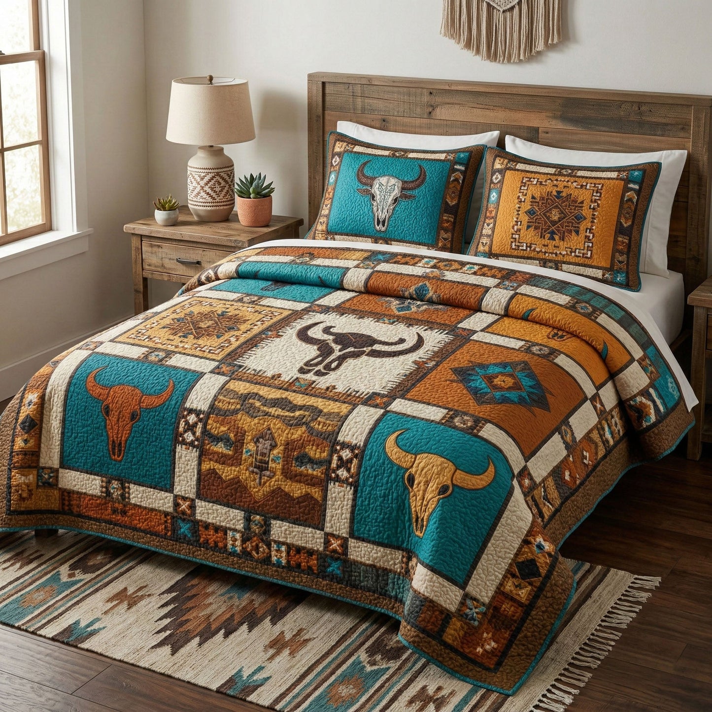 Western Spirit 3-Piece Quilted Bedding Set - Single (59" x 70")