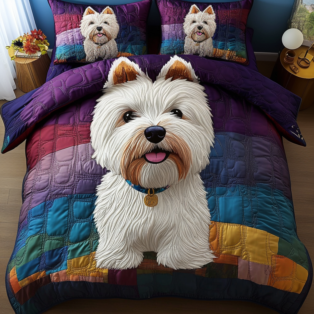 Westie Love 3-Piece Quilted Bedding Set - Single (59" x 70")