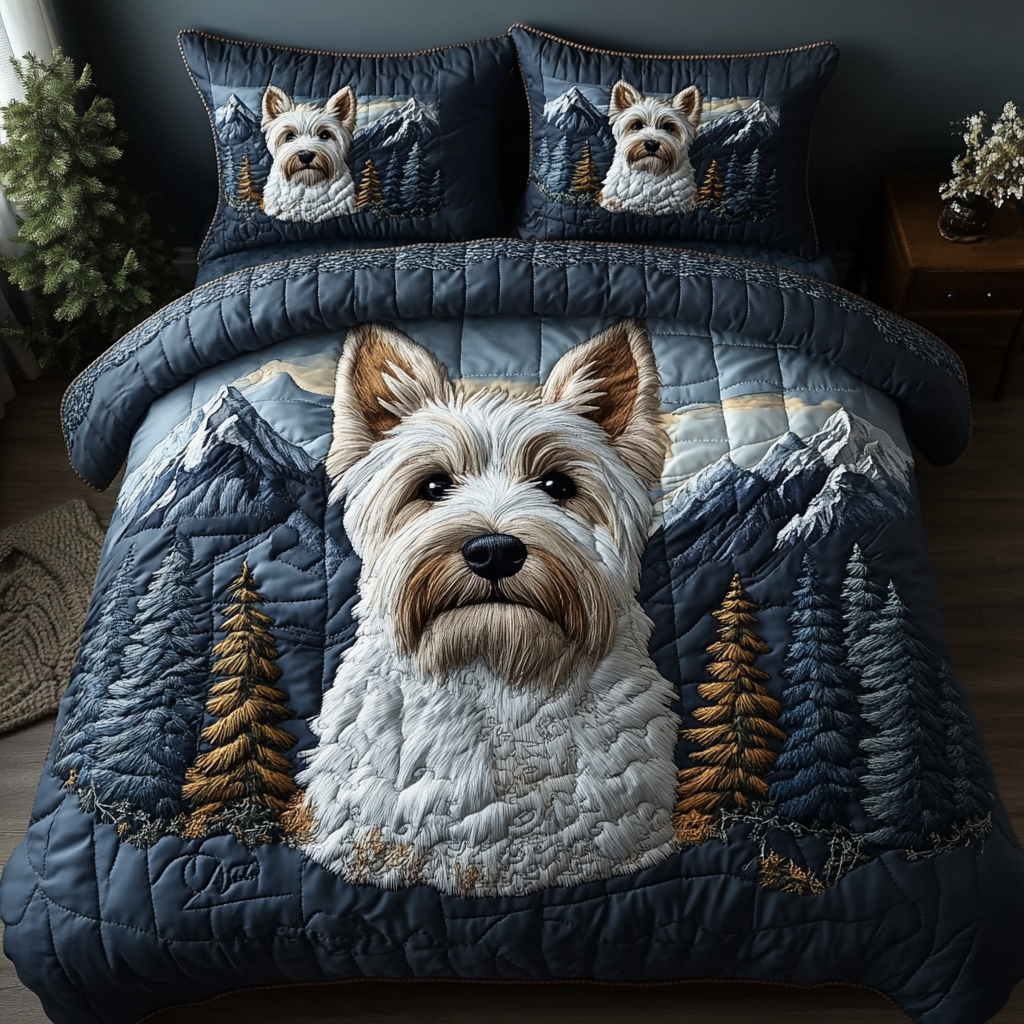 Westie Magic 3-Piece Quilted Bedding Set - Single (59" x 70")