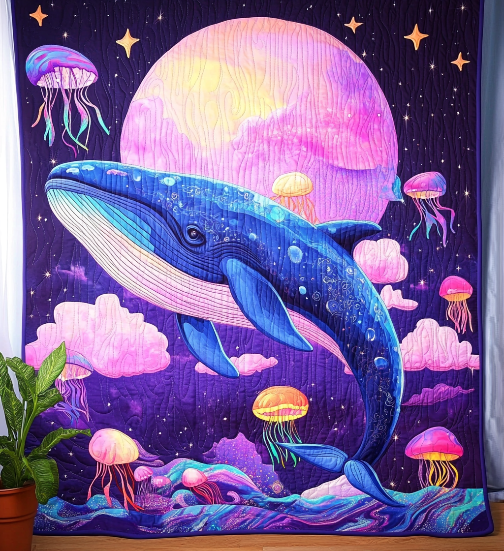 Whale Dream Quilted Blanket - Throw (55" x 60")