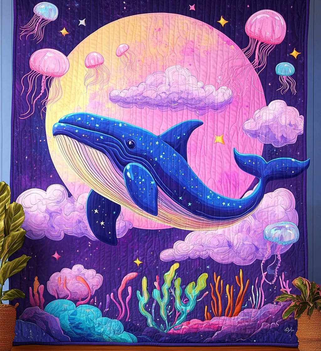 Whale Imaginary Quilted Blanket - Throw (55" x 60")