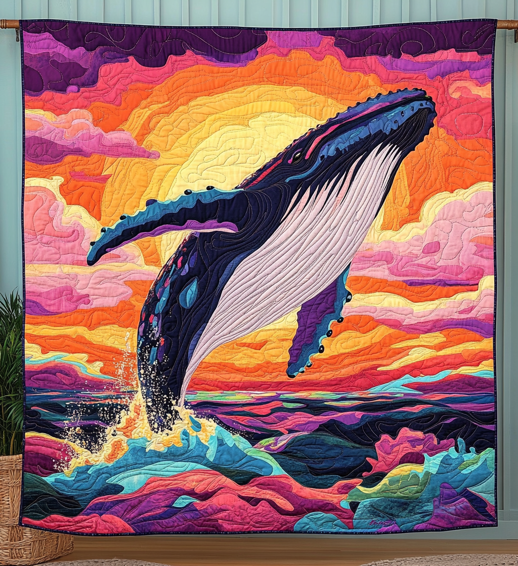 Whale Oasis Quilted Blanket - Throw (55" x 60")