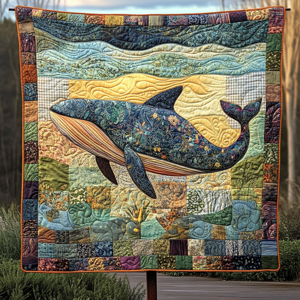 Whale Song Serenity Quilted Blanket - Throw (55" x 60")
