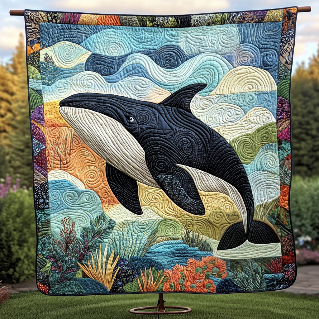 Whale of the Wild Quilted Blanket - Throw (55" x 60")