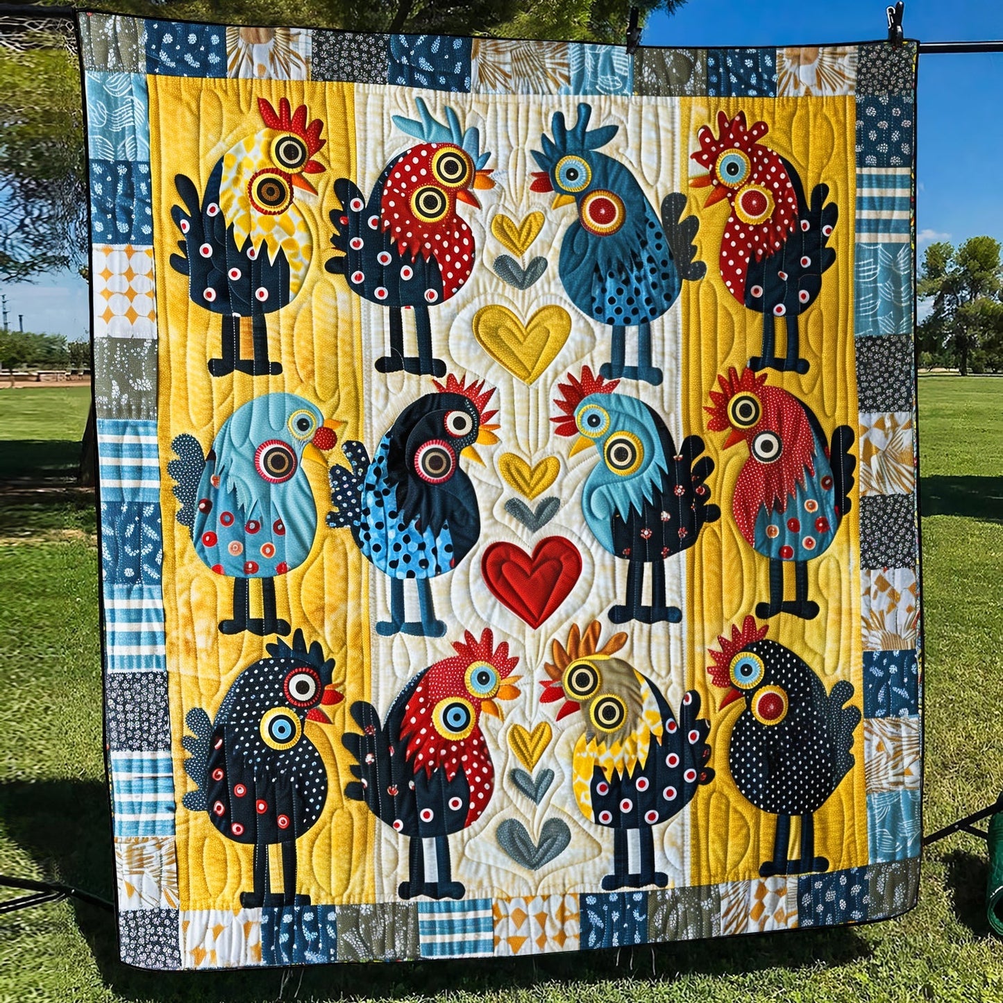 Whimsical Chicks Quilted Blanket - Throw (55" x 60")