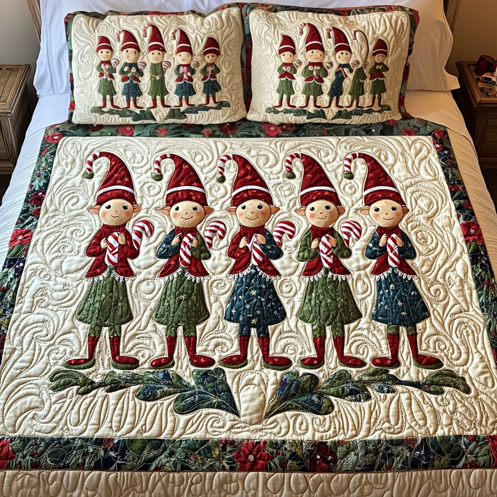 Whimsical Elves 3-Piece Quilted Bedding Set - Single (59" x 70")