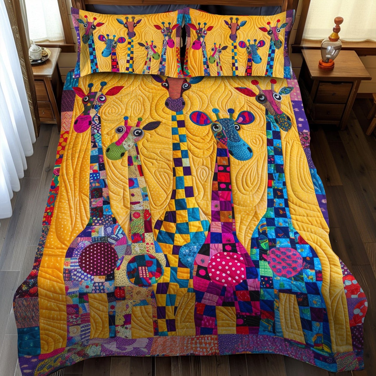 Whimsical Giraffe 3-Piece Quilted Bedding Set - Single (59" x 70")
