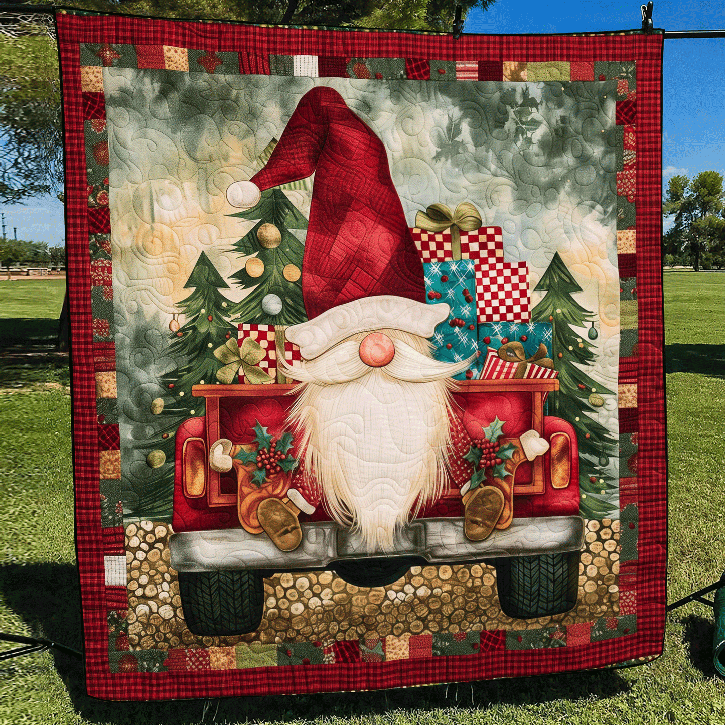 Whimsical Gnome Quilted Blanket - Throw (55" x 60")