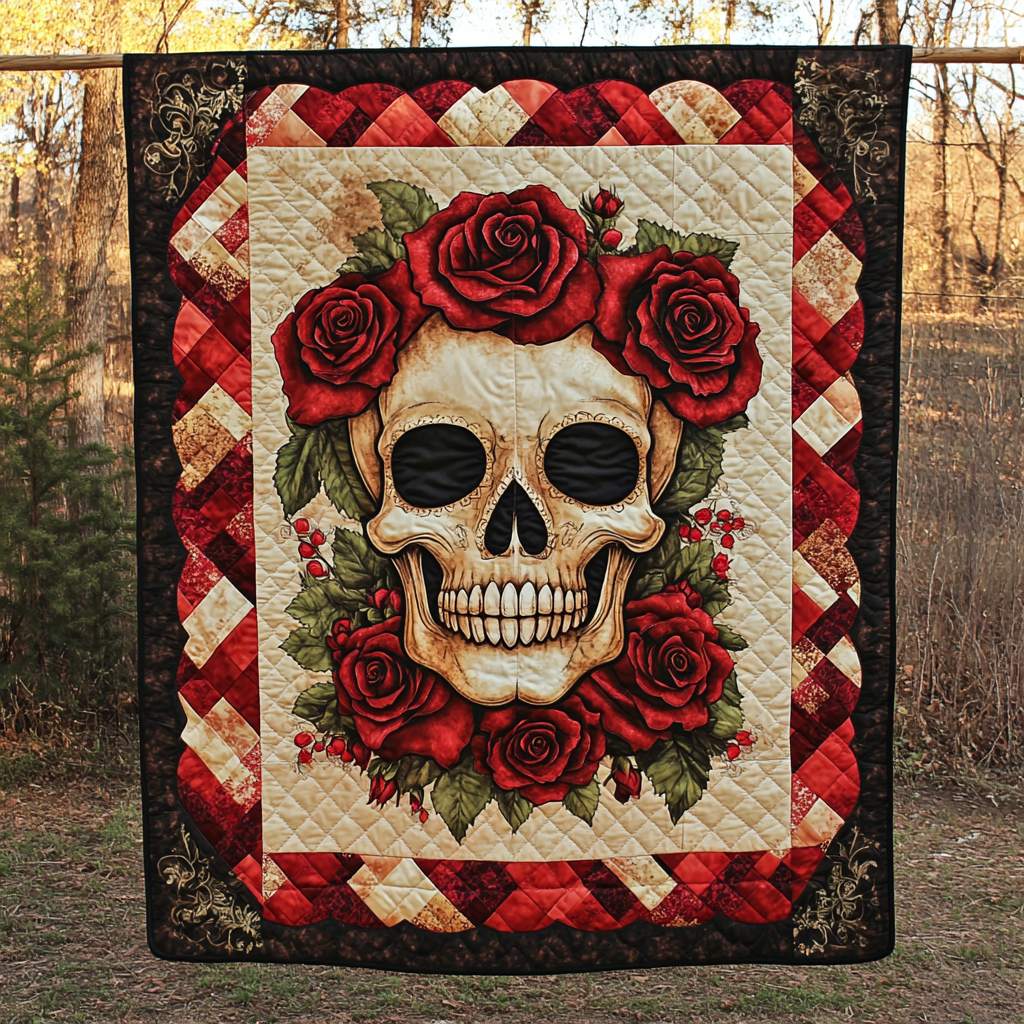 Whimsical Skull Quilted Blanket - Throw (55" x 60")