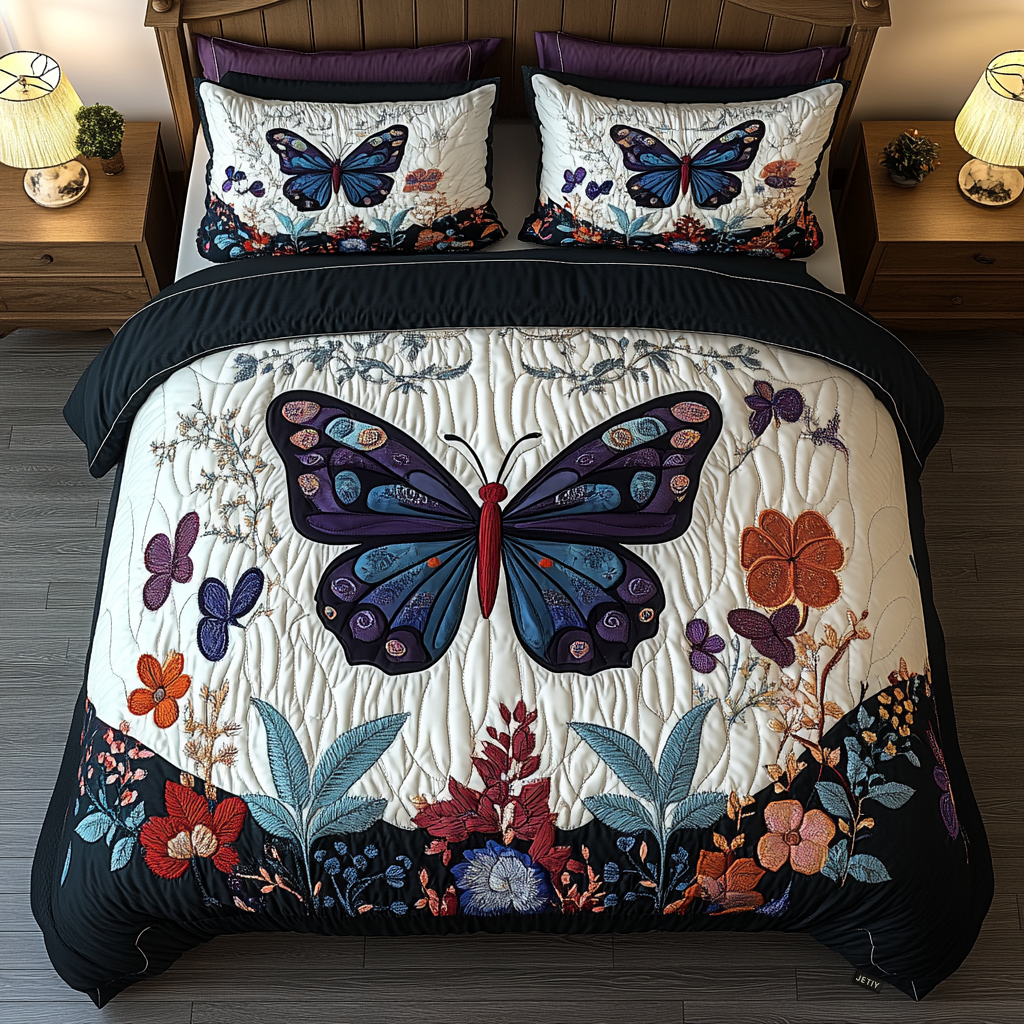 Whimsical Wings 3-Piece Quilted Bedding Set - Single (59" x 70")