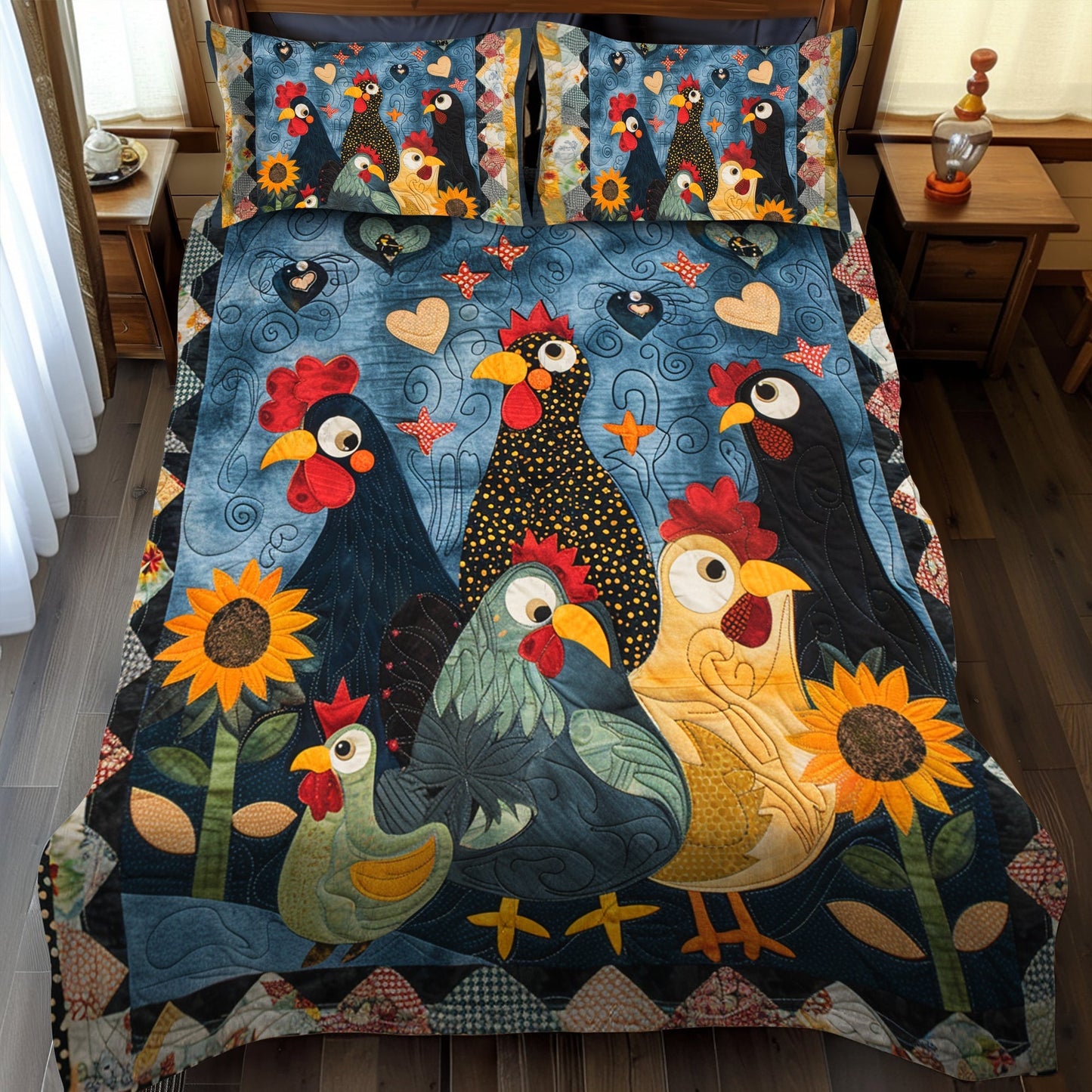 Whimsy Night Farm 3-Piece Quilted Bedding Set - Single (59" x 70")
