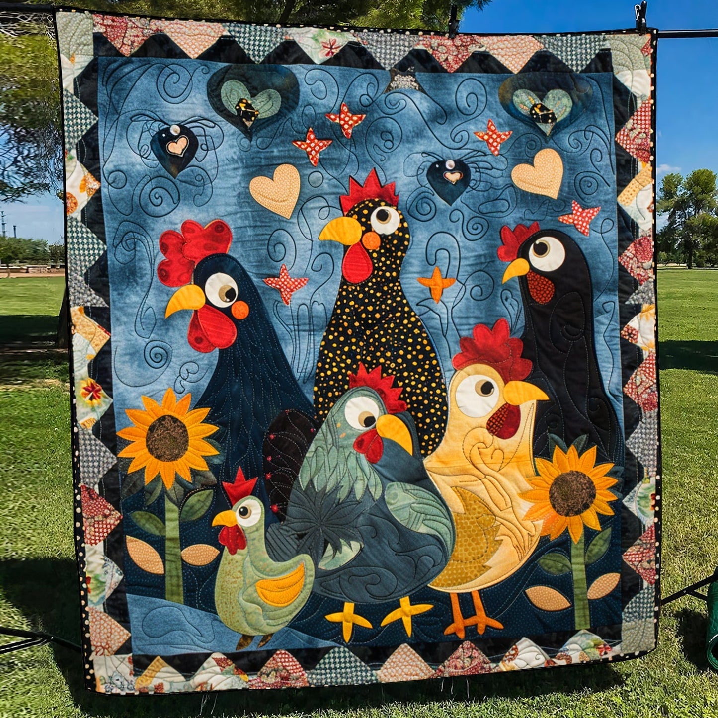 Whimsy Night Farm Quilted Blanket - Throw (55" x 60")
