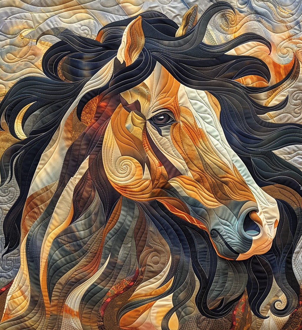 Whirlwind Horse Quilted Blanket - Throw (55" x 60")