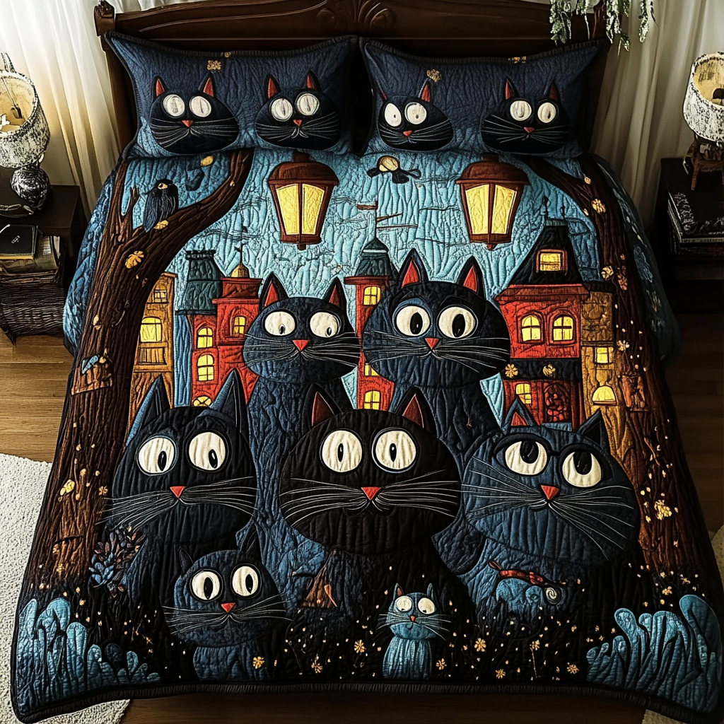 Whisker Dreams 3-Piece Quilted Bedding Set - Single (59" x 70")