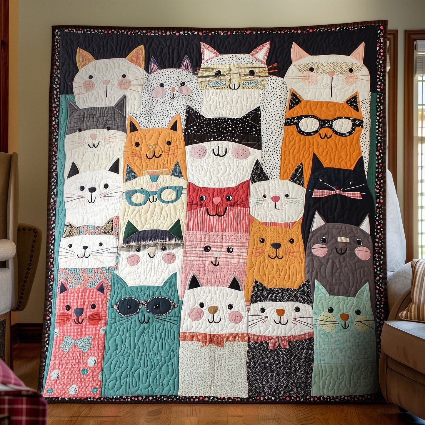 Whisker Scholars Quilted Blanket - Throw (55" x 60")