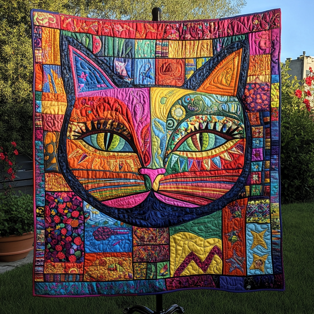 Whisker Whimsy Quilted Blanket - Throw (55" x 60")
