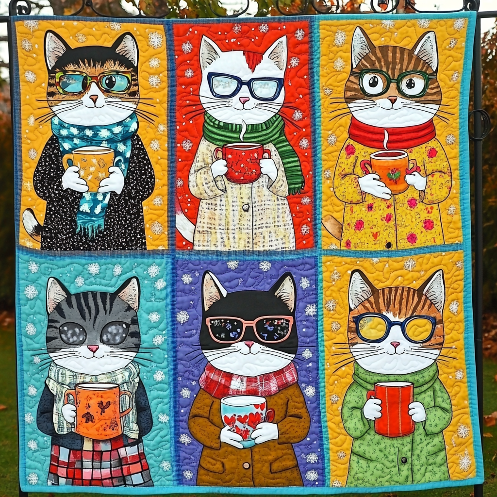 Whisker Whimsy Quilted Blanket - Throw (55" x 60")
