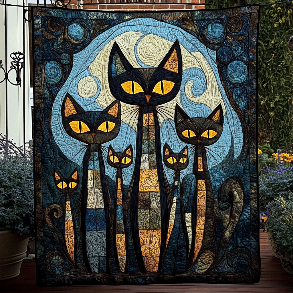 Whisker Whimsy Quilted Blanket - Throw (55" x 60")