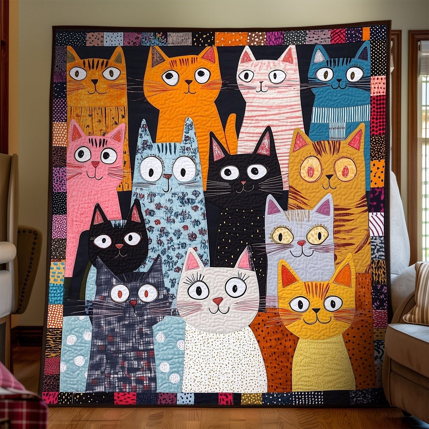 Whisker Whimsy Quilted Blanket - Throw (55" x 60")