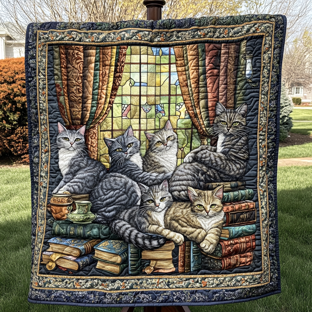 Whisker Wisdom Quilted Blanket - Throw (55" x 60")