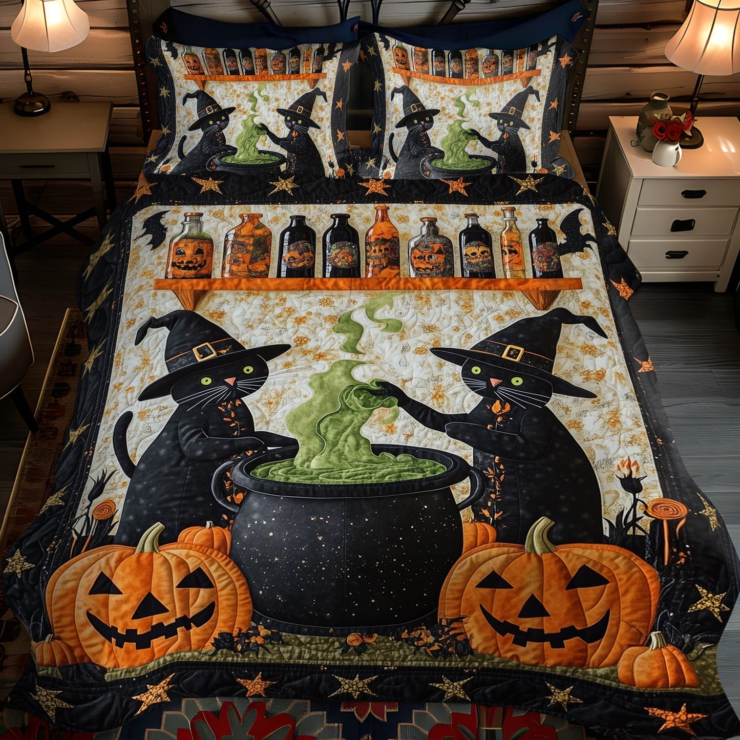 Whisker Witchcraft 3-Piece Quilted Bedding Set - Single (59" x 70")