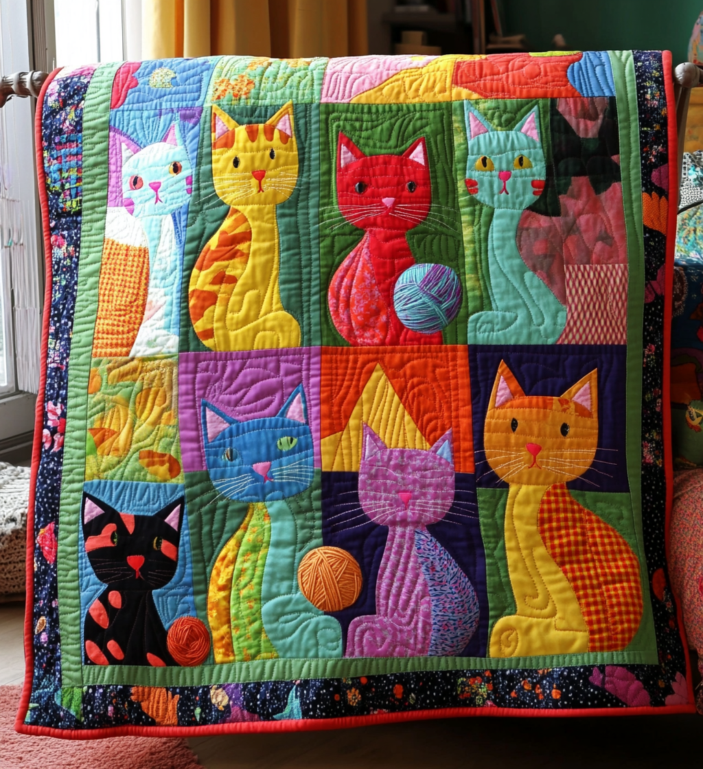 Whisker Wonderland Quilted Blanket - Throw (55" x 60")