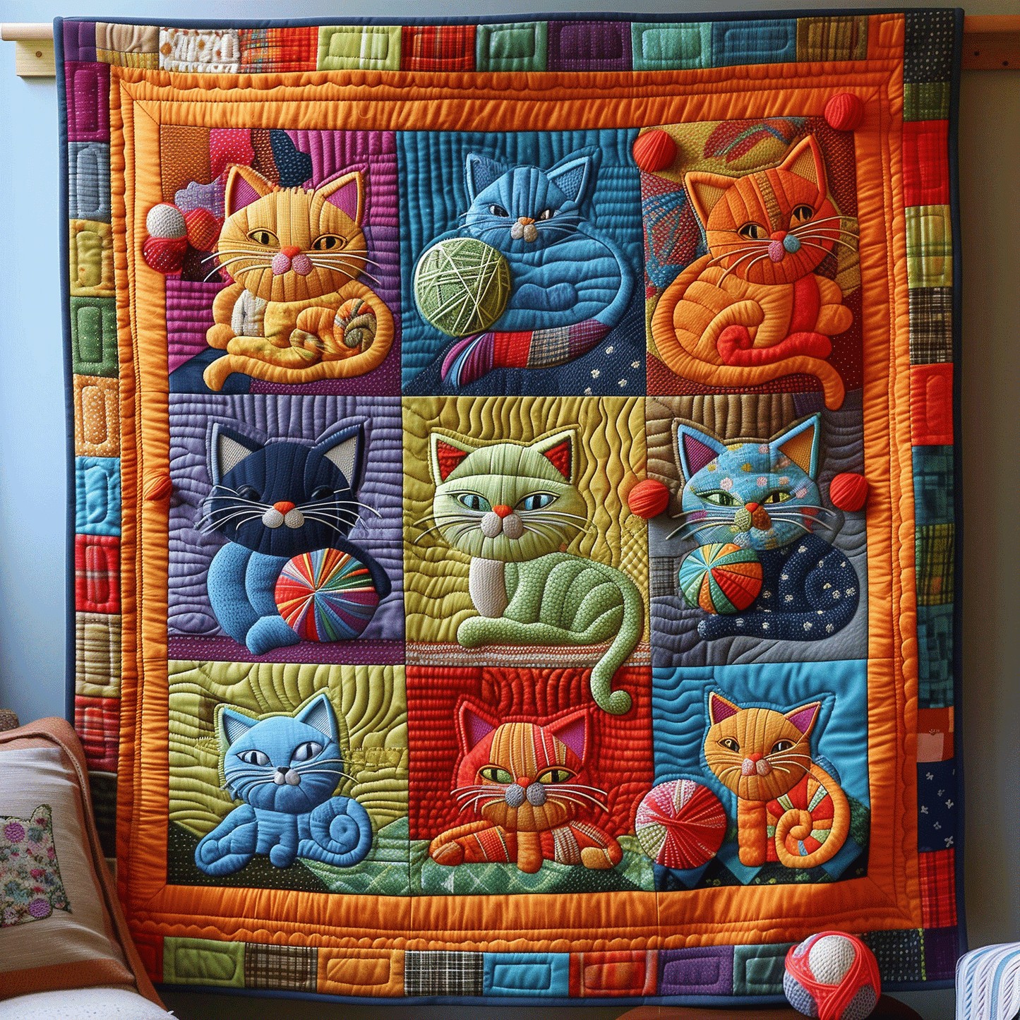 Whisker Wonderland Quilted Blanket - Throw (55" x 60")