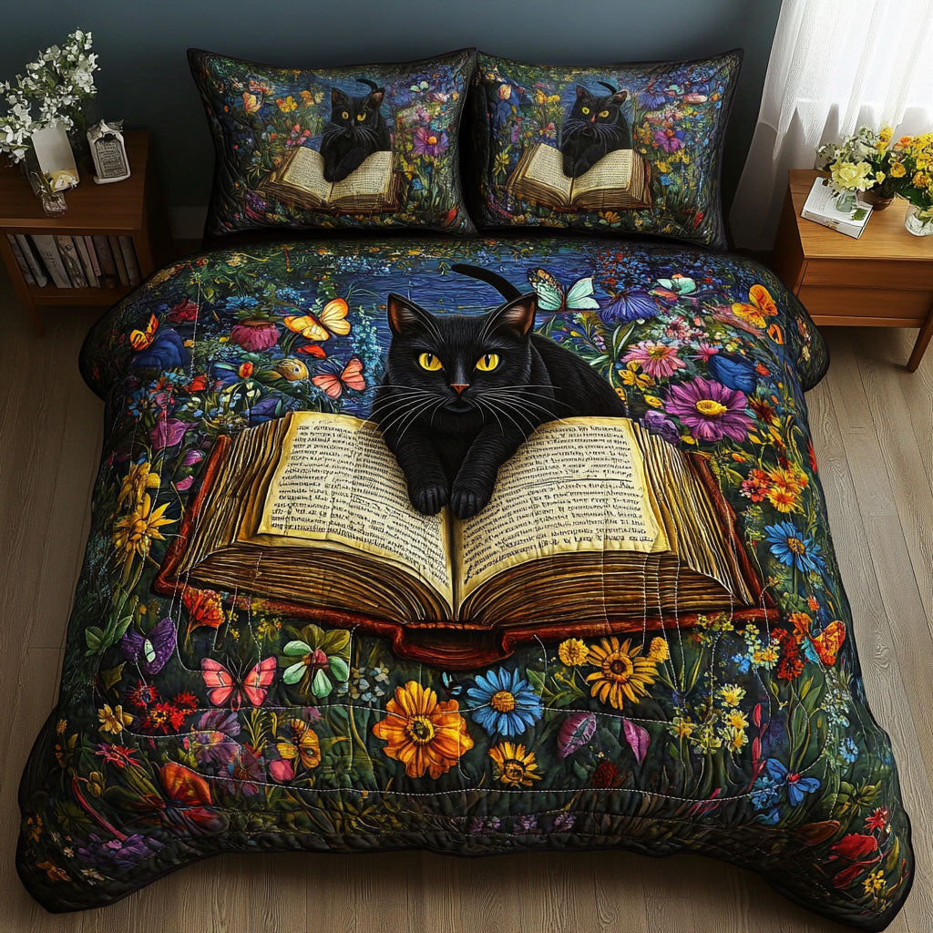 Whisker Words 3-Piece Quilted Bedding Set - Single (59" x 70")