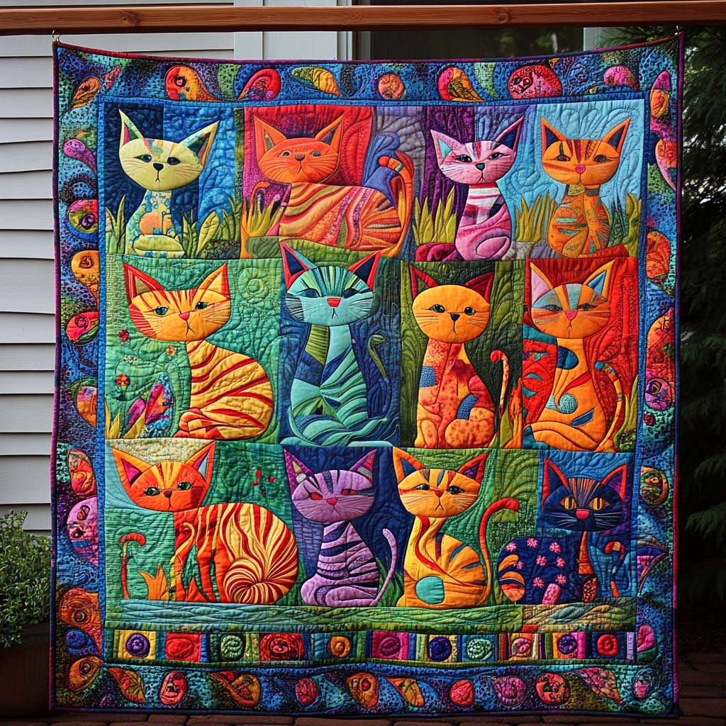Whiskered Wonderland Quilted Blanket - Throw (55" x 60")