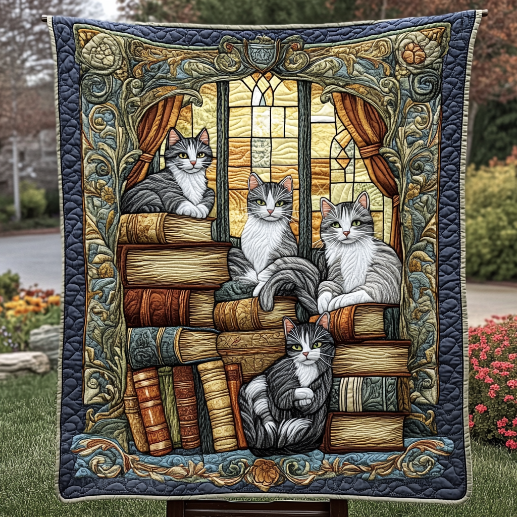 Whiskers and Words Quilted Blanket - Throw (55" x 60")