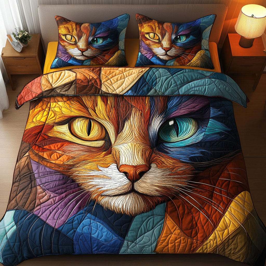 Whiskers in Color 3-Piece Quilted Bedding Set - Single (59" x 70")